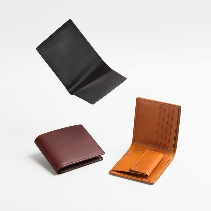 大峽製鞄－札入れへり返し・二つ折り小銭入れ付き財布 (チョコ