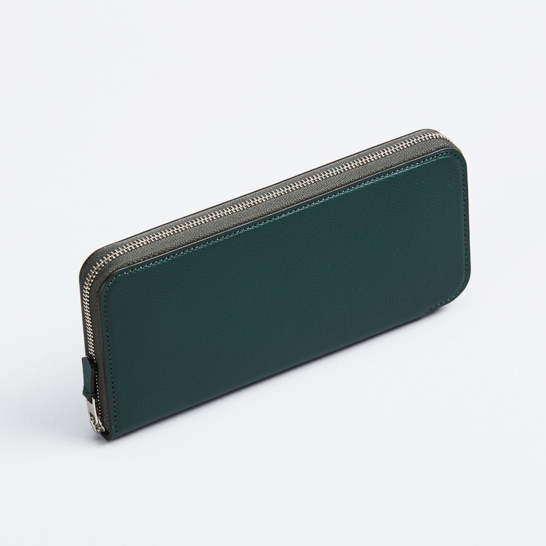 希少✨ プラダ 長財布 編み込み ジップアップ グリーン ロングウォレット 大峽製鞄－メンズ財布｜【1350-ECF】ジップウォレット束入れ(長財布