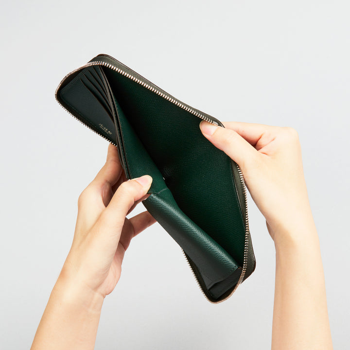 大峽製鞄　ジップウォレット札入れ（チョコ） 大峽製鞄－メンズ財布｜【1355-ECF】ジップウォレット札入れ