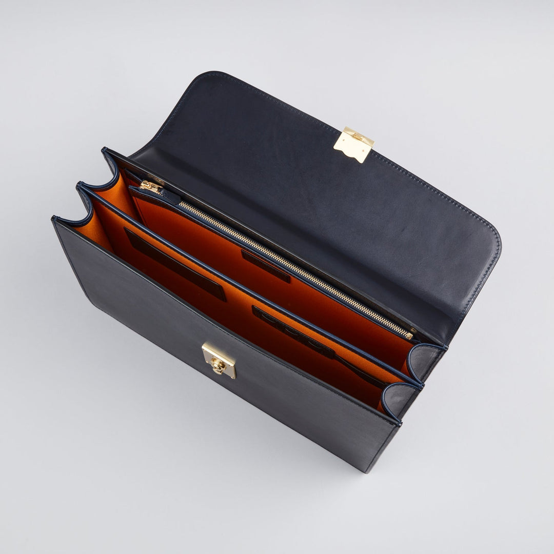 大峽製鞄｜冠式ビジネスバッグ A4／2気室(ネイビー)【0969-2-BTL】