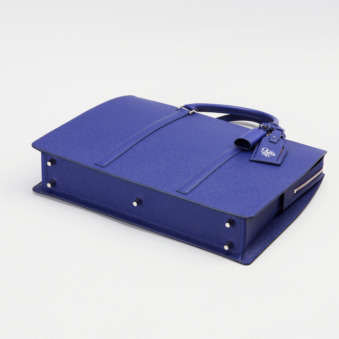 カンターラ Cantara レザーブリーフケース 青 本革 トート ショルダー トートバッグ イタリアンレザー製ラージブリーフケース ネイビー